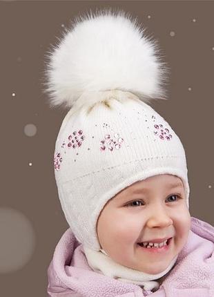 Модна зимова шапка для дівчинки tutu арт. 3-001046 (46-50)