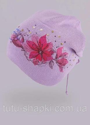 Демісезонна шапка для дівчинки tutu арт. 3-002499(46-50, 50-54) 46-50, бузковий