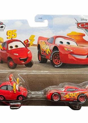 Машинки mattel disney pixar cars maddy mcgear/lightning mcqueen race to celebrate из мультфильма тачки-3