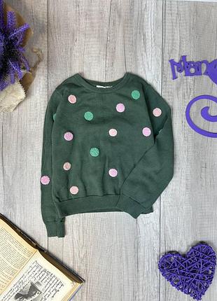 Свитшот для девочки h&m зелёный в горох размер 98/104 (3-4 года)