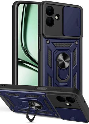 Чехол fiji camera defence для samsung galaxy a07s (a077) бампер с защитой камеры и подставкой dark blue
