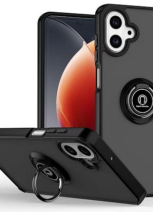 Чехол fiji colorframe для samsung galaxy a07s (a077) матовый бампер с кольцом подставкой black
