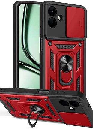 Чехол fiji camera defence для samsung galaxy a07s (a077) бампер с защитой камеры и подставкой red