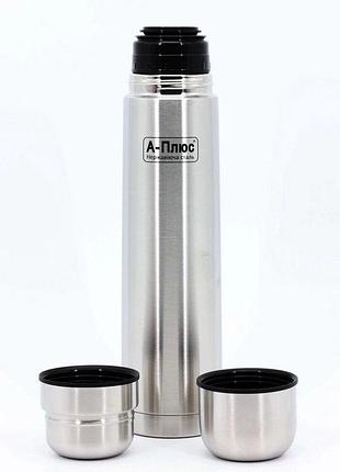 Термос a-plus fl-1755l, 1 л (с чехлом и двумя чашками крышками)