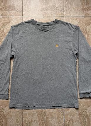 Лонгслив y2k carhartt wip chase tee mens l gray long sleeve gold logo workwear streetwear