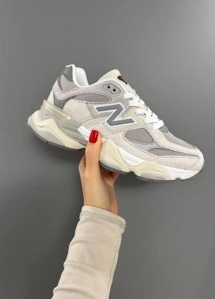 Женские серые кроссовки new balance 9060 grey beige х нью беланс 36