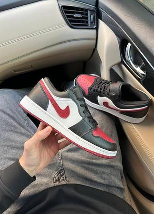 Мужские белые кроссовки nike air jordan 1 retro low black red white х джордан 41