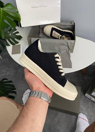 Чоловічі чорні кросівки rick owens denim shoes black white х рік оуенс 38