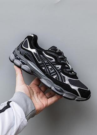 Чорні кросівки унісекс asics gel nyc black grey х ассікс 46