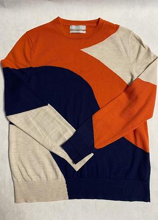 Яскравий мериносовий джемпер колір-блок m&s collection (100% merino wool)