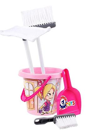 Набор для уборки 5835txk(pink) ведро, швабра, совок, щетка, веник