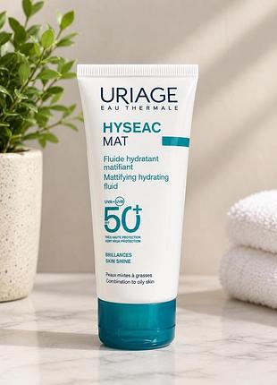 Сонцезахисний крем uriage hyseac mat mattifying hydrating fluid spf 50+