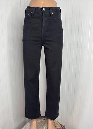 Джинси жіночі levi's premium ribcage straight чорні, розмір 25 (w25)
