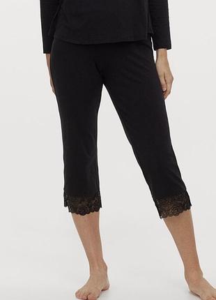 Піжама низ, укорочені котонові штани лосіни з мереживом h&m s