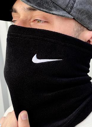 Бафф черный флис nike, шарф теплый найк 3