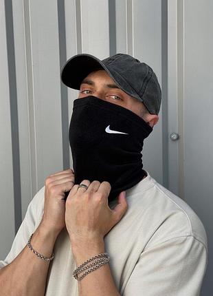 Бафф черный флис nike, шарф теплый найк 4
