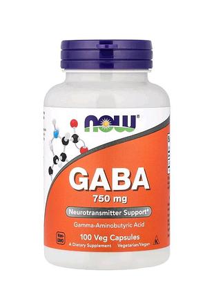 Біологічно активні речовини now foods gaba 750 mg 100 veg capsules