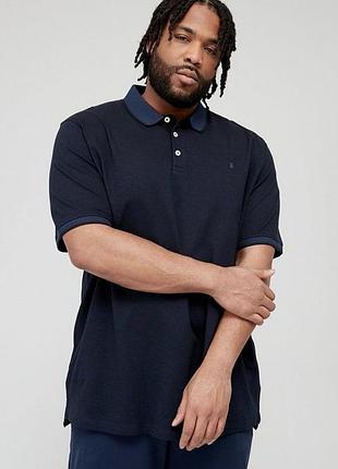 Шикарное мужское хлопковое поло тёмно - синего цвета jack & jones made in bangladesh
