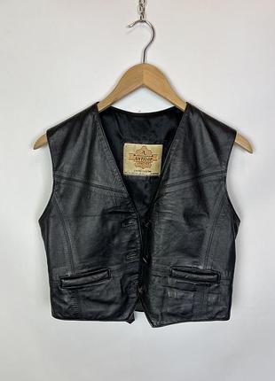 Жіноча шкіряна рок панк жилетка жилет кожа натуральна harley vintage rock