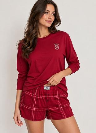 Піжама жіноча victoria’s secret червона в клітинку, розмір xs