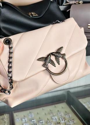 Сумка жіноча pinko через плече бежева з екошкіри