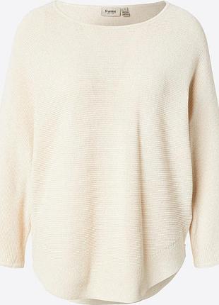 Белый трикотажный удлиненный свитер оверсайз h&amp;m
