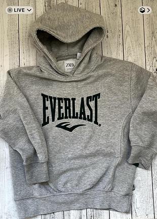 Худі для хлопчиків zara сіре з принтом everlast на 8-9 років, зріст 134