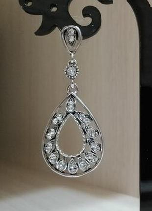Сережки для жінок, сріблясті, у вигляді краплі, 5.2х2.5 см