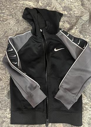 Спортивна кофта на замку nike для хлопчика чорно-сіра 98-104