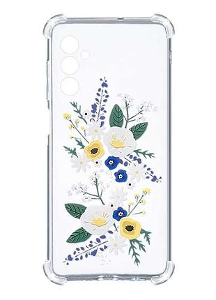 Чехол с утолщёнными углами на samsung galaxy a27 цветы. акварель (принт 271)