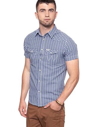 Рубашка с коротким рукавом wrangler ss western shirt w5a244m49 regular fit, размер l