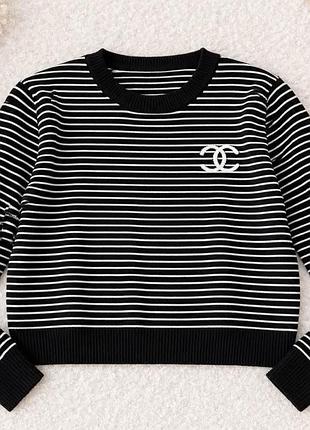 Светр жіночий chanel у смужку чорно-білий