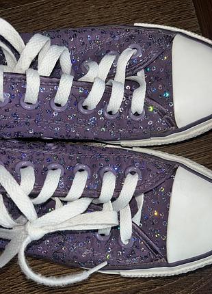 Кеди жіночі converse фіолетові з блискітками
