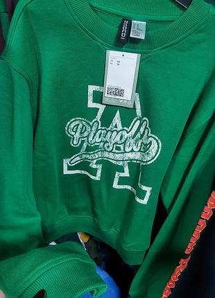 Світшот жіночий h&m бавовна на флісі зелений