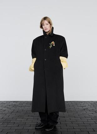 Пальто жіноче сіре вовняне zara new