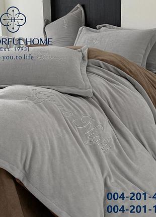 Комплект постільної білизни colorful home велюр de lux двоколірна євро