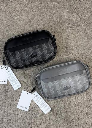 Чоловіча сумка lacoste monogram чорна, сіра
