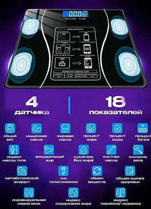 Умные напольные смарт-весы bluetooth scale ty-619 с анализом 13 параметров тела (до 180 кг)