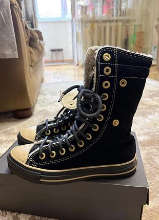 Кеди жіночі converse all star чорні, розмір 37 (23.5 см), замша, хутро