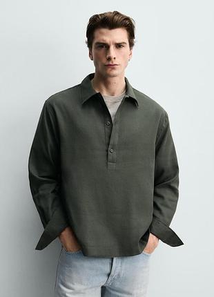 Сорочка поло zara бавовняно-лляна 7545/132/507