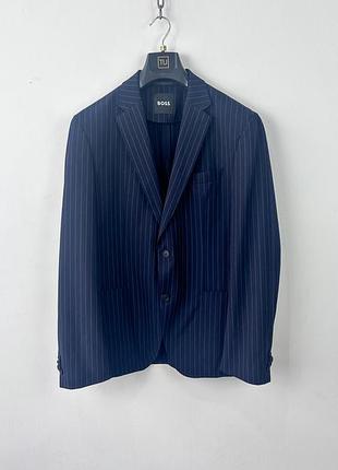 Піджак чоловічий hugo boss performance suit blazer navy blue pinstripe stretch jacket 52 it 42r