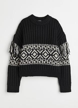 Светр жіночий h&m чорний обʼємний вʼязаний светр л