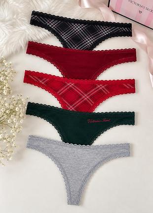 Трусики жіночі victoria’s secret pink бавовняні, набір 5 шт, розмір l