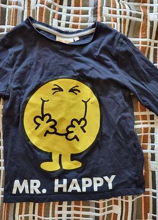 Лонгслів для хлопчика mr. happy синій з принтом