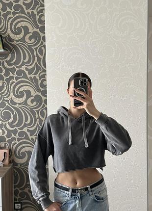 Худі жіноче cropp сіре вкорочене