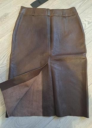 Кожаная юбка zara из натуральной 100% кожи
