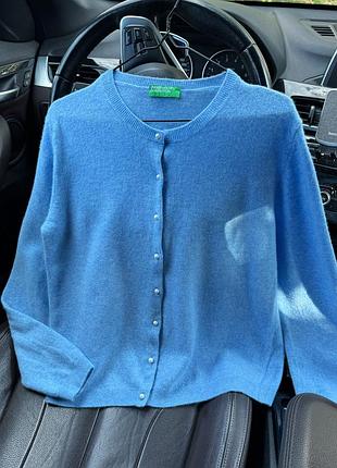 United colors of benetton вовняний жіночий блакитний кардиган