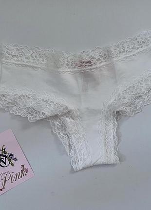 Білі трусики victorias secret бавовна і мереживо