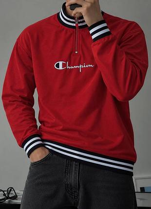Чоловіча демісезонна повсякденна кофта з маленькою змійкою champion old-school premium 🍂