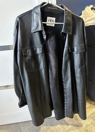 Сорочка жіноча zara чорна шкіряна